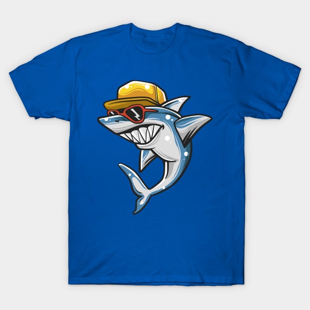 Beach Shark Sunglasses T-Shirt by letnothingstopyou